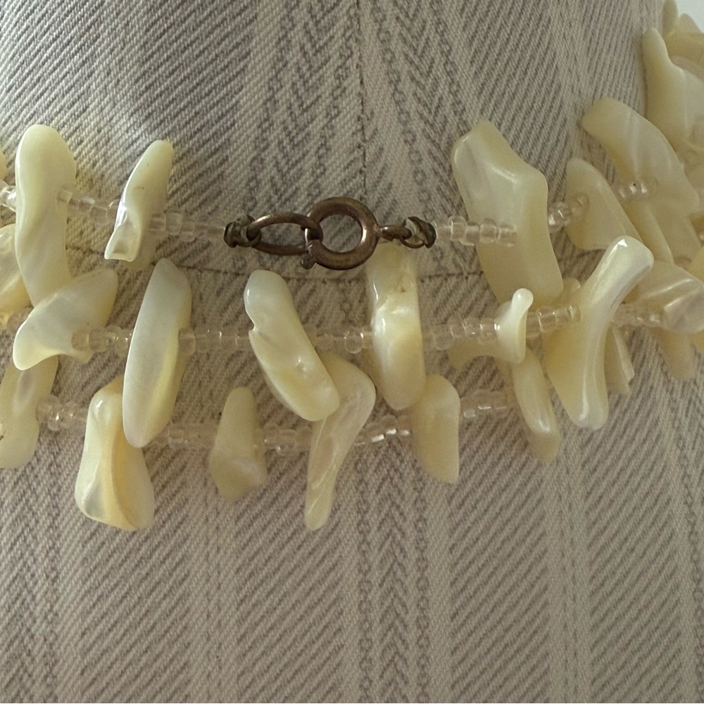 Vintage Mother of Pearl Iridescent Shell Chip Long Rope Necklace 54” - Picture 8 of 8